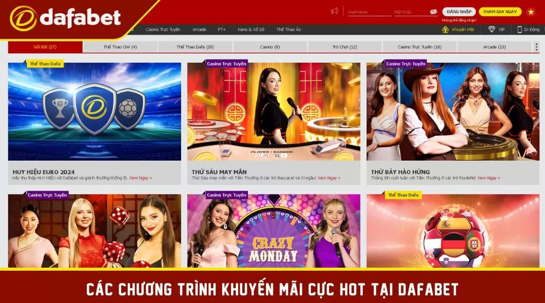 Các chương trình khuyến mãi cực hot tại Dafabet