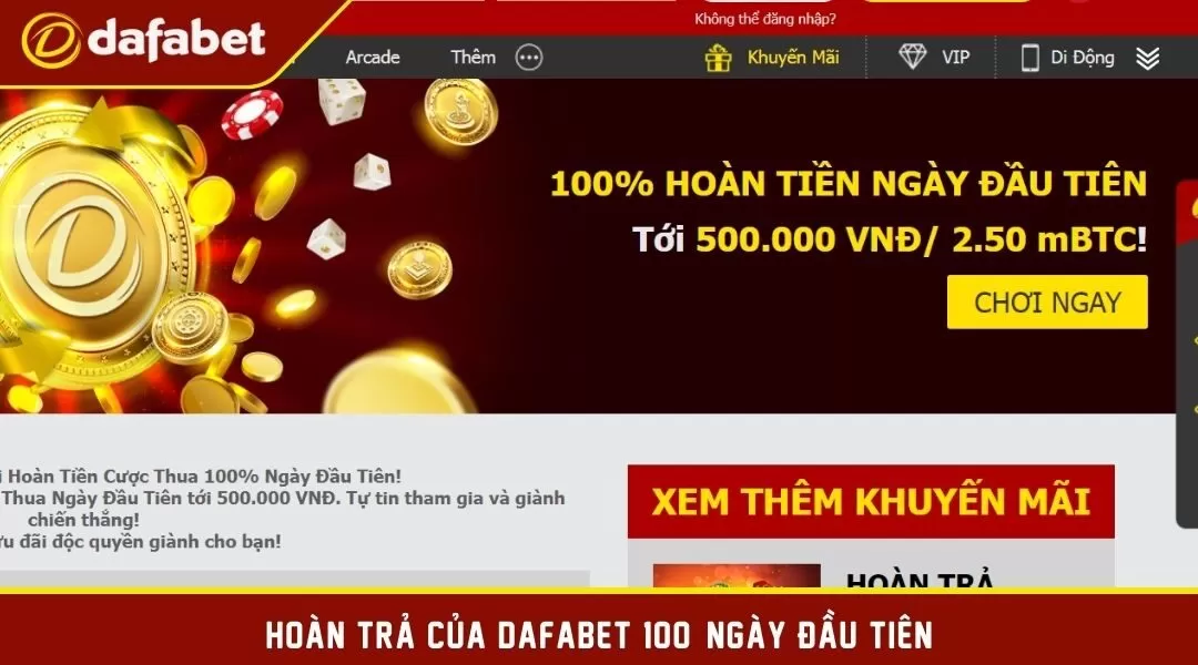 Hoàn trả của Dafabet 100% ngày đầu tiên.